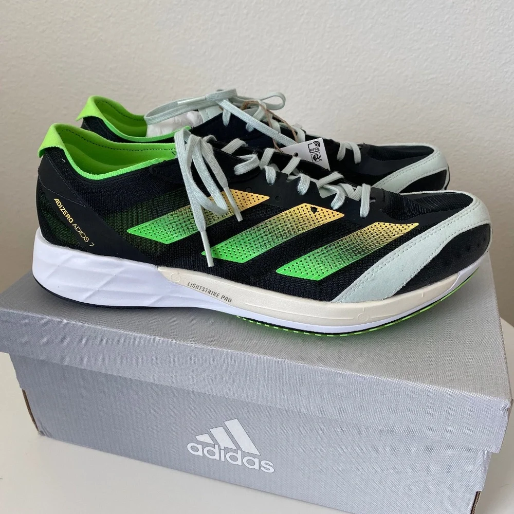 New in the Box Men's Adidas Adizero Adios 7 M Running Shoes Size US 9 (GY8409)